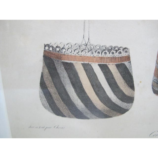 Figurative Louis Choris Hand Tinted C1822 Lithograph Plate X Aleutian Baskets of the Island For Sale - Image 3 of 6
