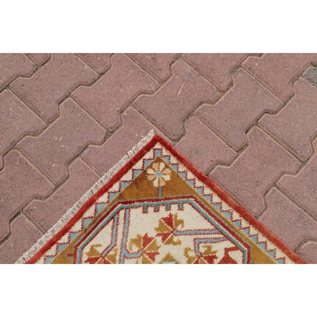 1970s Boho Style Handmade Cream Milas Area Rug For Sale - Image 10 of 12