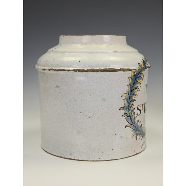 19th Century French Faience Blue and White Ceramic Tabac Tobacco Jar, 1870 For Sale - Image 9 of 18