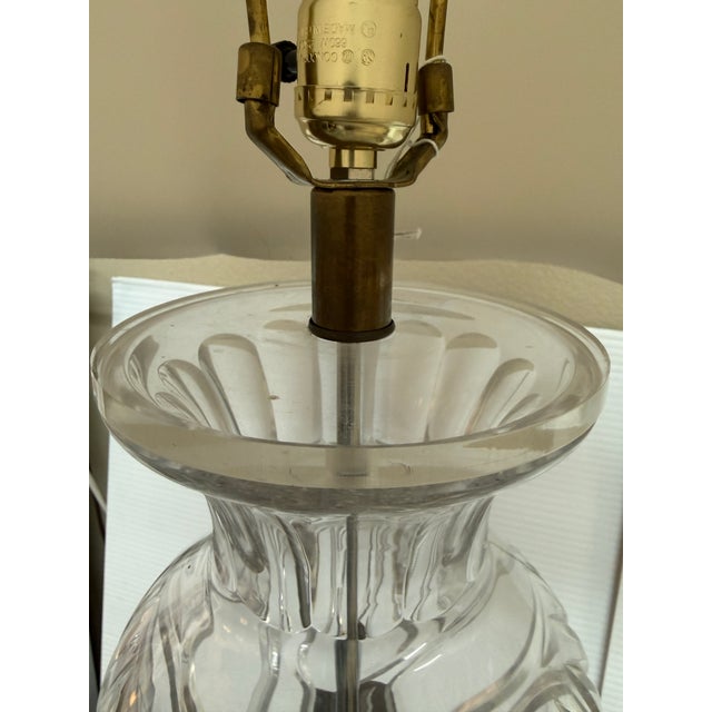 Late 20th Century Cut Glass + Silver Art Deco Table Lamps, Pair For Sale - Image 10 of 12