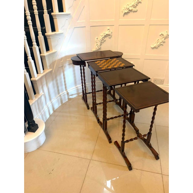 Wood Antique Regency Rosewood Nest of Four Tables with Integrated Chess Table, 1830, Set of 4 For Sale - Image 7 of 18