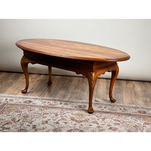 Wood Vintage Solid Cherry Queen Anne Style Coffee Table Attr. Pennsylvania House For Sale - Image 7 of 9