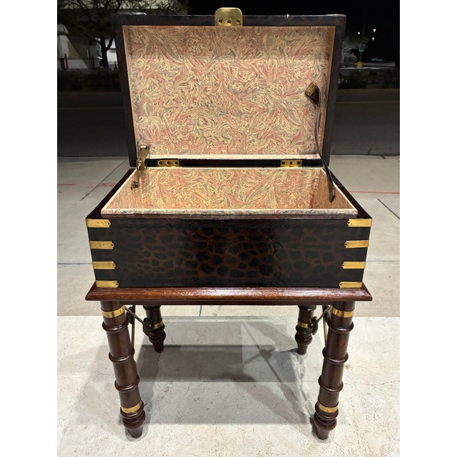 Leather Wrapped Accent Table Jewelry Box in Faux Bamboo From Lineage Home Furnishings Philippines For Sale In Denver - Image 6 of 12