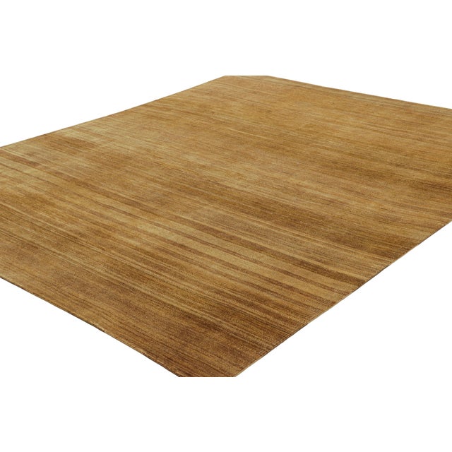 Modern Rug & Kilim’s Textural Rug in Gold and Brown Stripes and Striae For Sale - Image 3 of 7