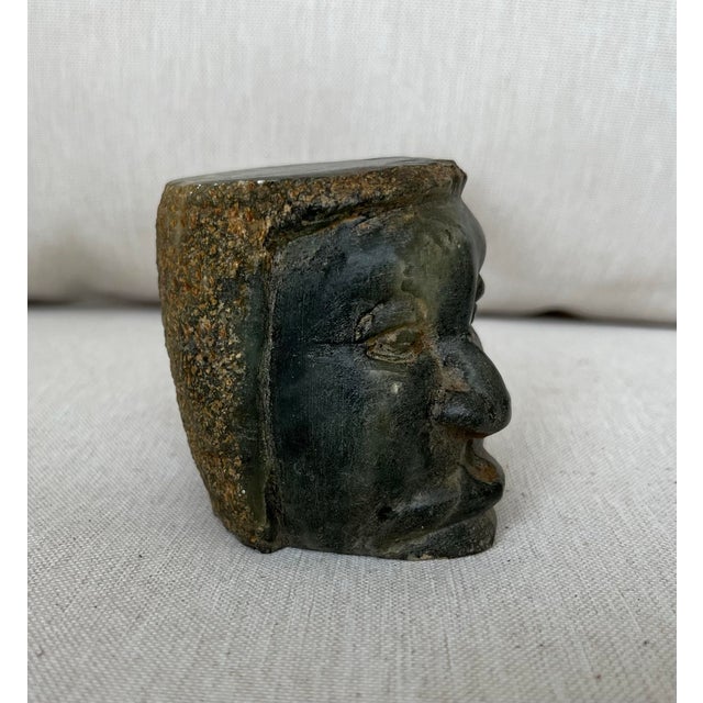 Authentic Antique African Sculpture - Green Soapstone - Unique Small Size For Sale - Image 4 of 11