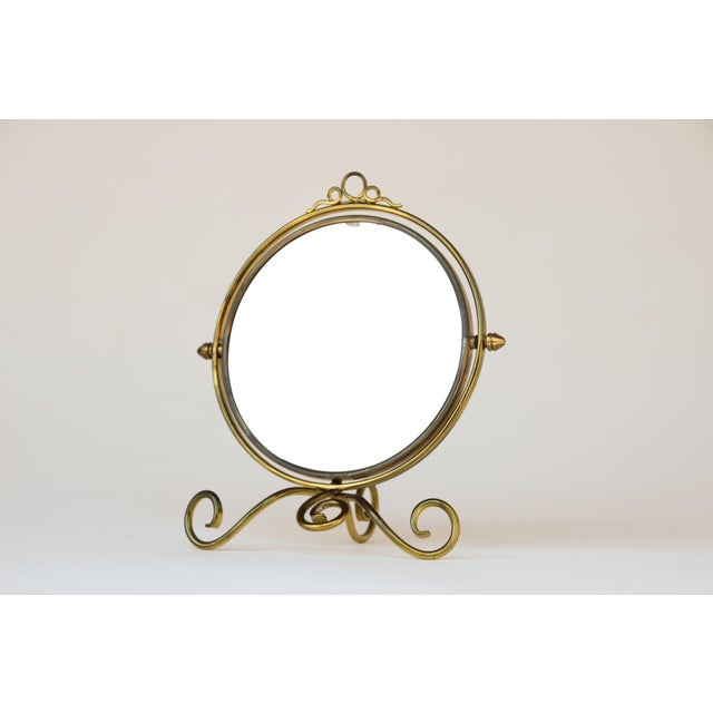 Metal Antique English Brass Shaving Magnifying Mirror, 1910s For Sale - Image 7 of 7