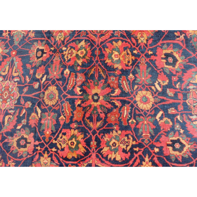 Late 19th Century Antique Persian Sultanabad Rug With Large Scale Design in Blue 11'3" X 13'0" For Sale - Image 5 of 12