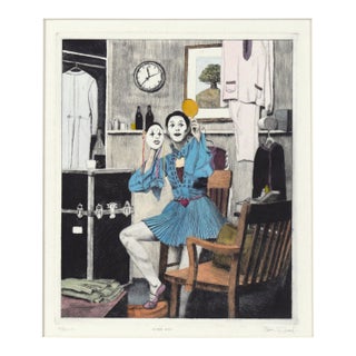 "Alter Ego" - Original Watercolor Hand-Painted Etching by Claus Sievert For Sale
