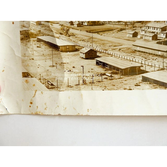 Burnt Umber Antique 64" Eugene Goldbeck Panoramic Photo 1917 Camp Travis Wwi San Antonio For Sale - Image 8 of 12