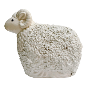 1970s Vintage White Ceramic Ram Sheep Figurine