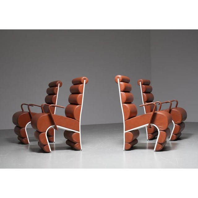 Armchairs in Metal and Faux Leather, France, 1970s, Set of 4 For Sale - Image 4 of 13