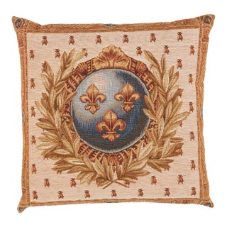 Empire Fleur De Lys Woolblend Tapestry Cushion With Feather Filler - 46x46cm For Sale