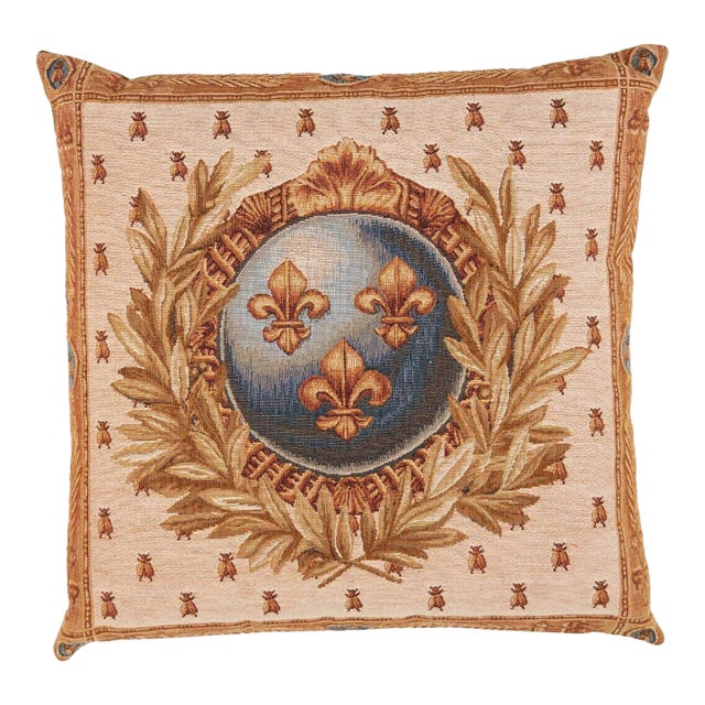 Empire Fleur De Lys Woolblend Tapestry Cushion With Feather Filler - 46x46cm For Sale