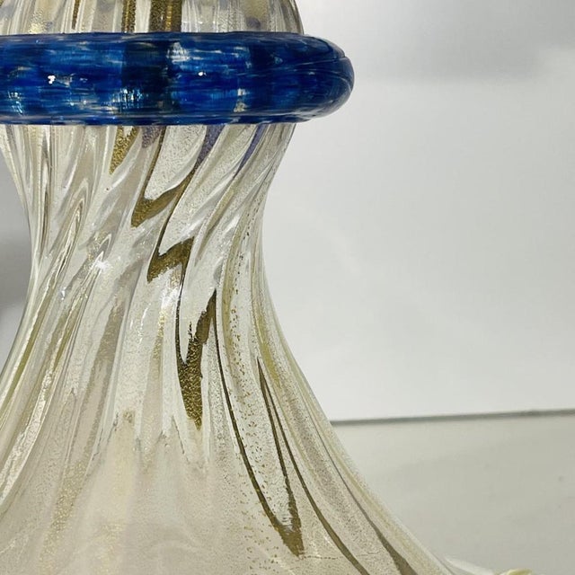 Hollywood Regency Mushroom Lamps in Gilded Sequined Murano Glass from Barovier & Toso, 1980s, Set of 2 For Sale - Image 5 of 15