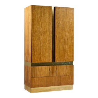 Milo Baughman for Thayer Coggin Mid Century Rosewood and Brass Armoire For Sale