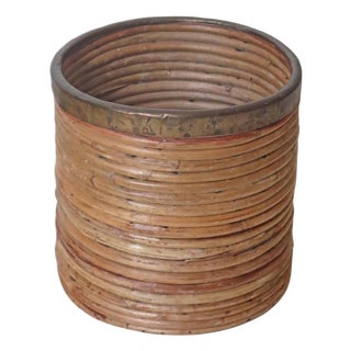 Handcrafted Basket in Willow and Brass, Italy, 1970s For Sale