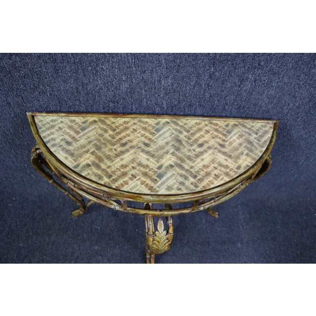 Regency Style Metal Faux Bamboo Console Table For Sale - Image 4 of 6