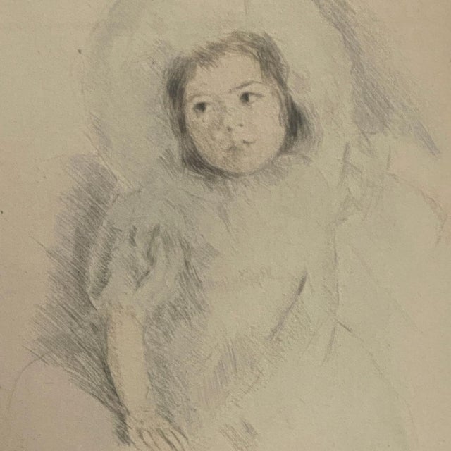 Impressionist Mary Cassatt Hand Colored Drypoint Etching on Paper, Margo Wearing a Bonnet (No. 1) For Sale - Image 3 of 12