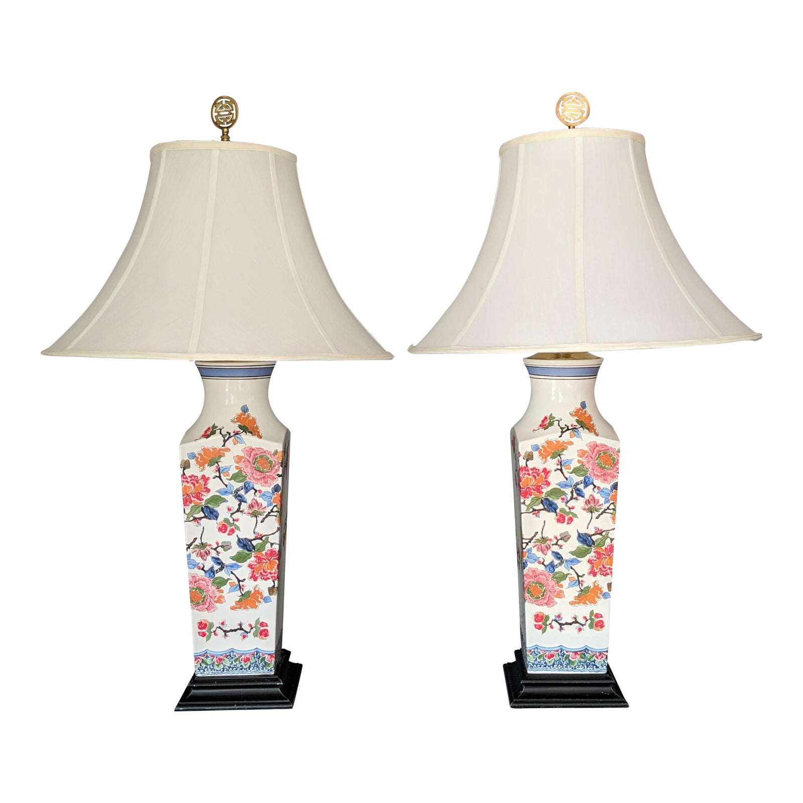 Speer Chinoiserie Floral Table Lamps a Pair Chairish