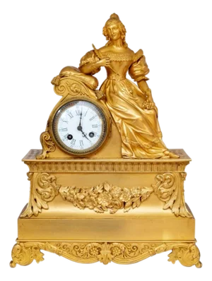 Restauration Gilt Metal Figural Mantel Clock