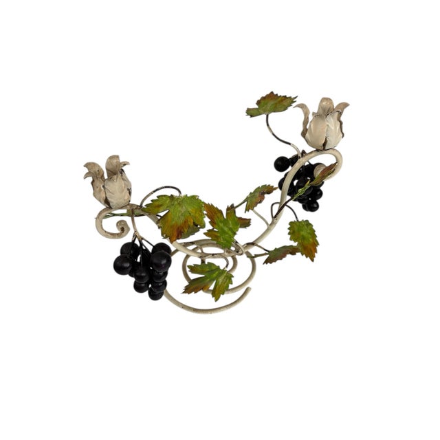 Pair of Vintage Tole Grapevine Candlesticks For Sale - Image 4 of 12