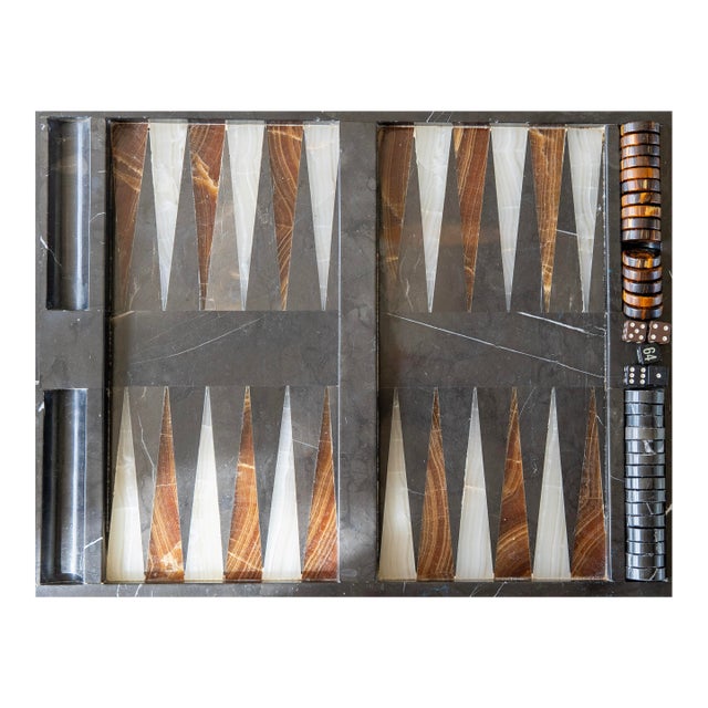 1970's Onyx and Marble Backgammon Set For Sale