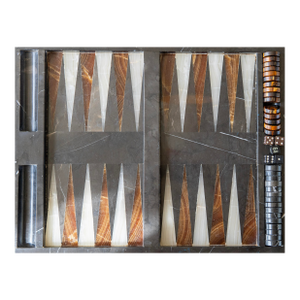 1970's Onyx and Marble Backgammon Set