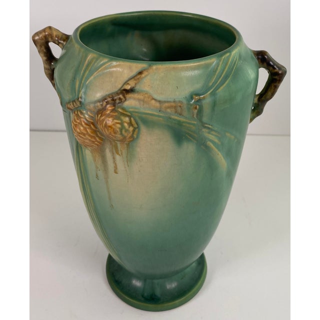 Green Roseville Pinecone Art Pottery Vase, Green Glaze, American Art Deco, Circa 1930 For Sale - Image 8 of 13