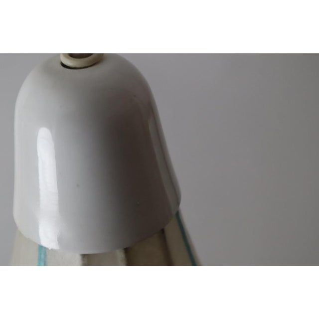 Turquoise Cocoon Hanging Lamp in the Shape of Tulipan with Turquoise Stripes, 1960s For Sale - Image 8 of 18