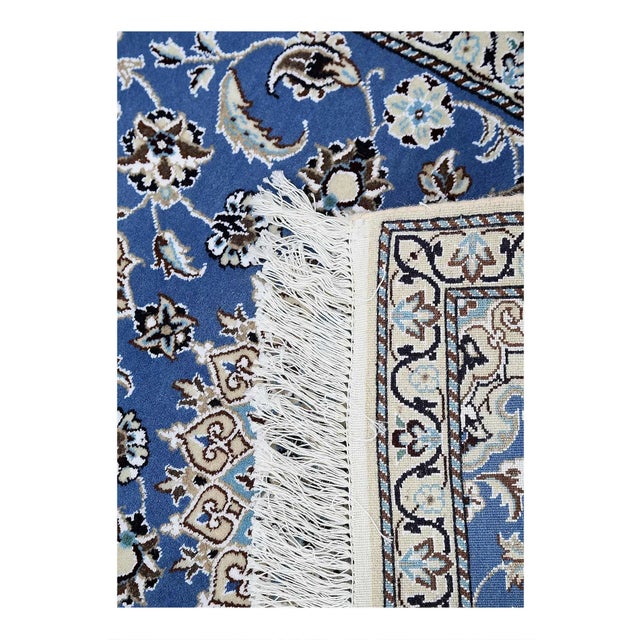 Fine Hand Knotted Persian Silk & Wool Nain Runner For Sale - Image 4 of 4
