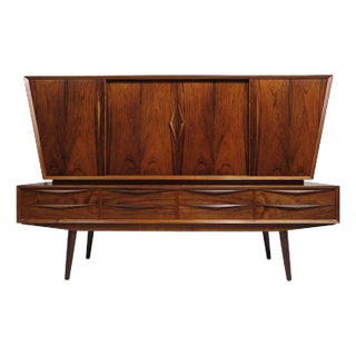 Dramatic Scandinavian Rosewood Credenza Sideboard For Sale