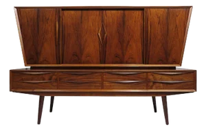 Dramatic Scandinavian Rosewood Credenza Sideboard