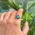Georgian Era Inspired Button Back Set 2.37 Ct Emerald Heart Ring Size 6 in 18k Gold For Sale - Image 12 of 17