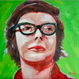 Contemporary Figurative Pop Art Portrait (24″×24″, Original Oil on Canvas)