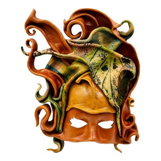 Intricate Mythological Maenad/Bacchae-Themed Handcrafted Leather Wall Sculpture For Sale