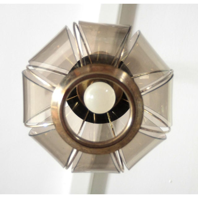1970s Mid-Century Modern Italian Brass Pendant Light with Smoked Glass, 1970s For Sale - Image 5 of 14