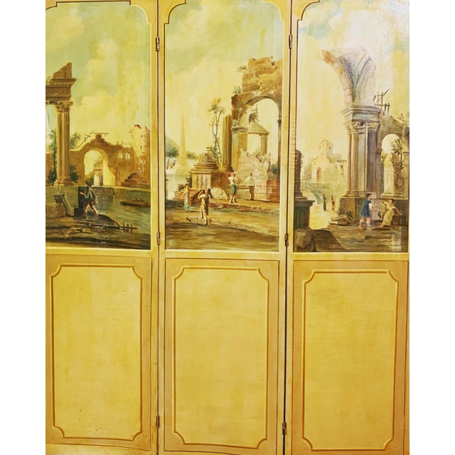 Antique Oil on Canvas Trifold Floor Screen For Sale - Image 6 of 7