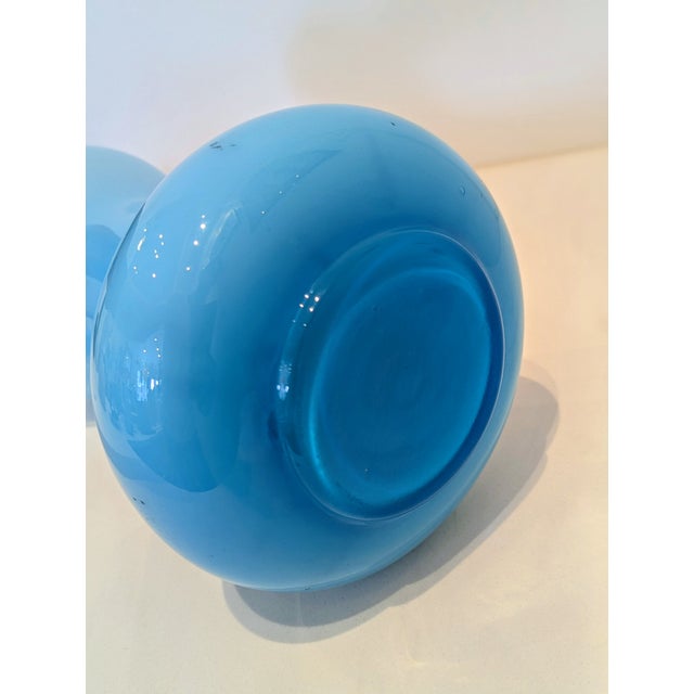 Glass Sky Blue Empoli Cased Glass Vase, Mid-Century Italy For Sale - Image 7 of 8