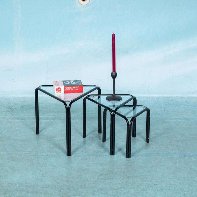 Minimalist Triangular Nesting Tables, 1980s, Set of 3 For Sale - Image 11 of 15