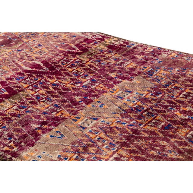 Mid-20th Vintage Purple Geometric Moroccan Rug For Sale - Image 10 of 13