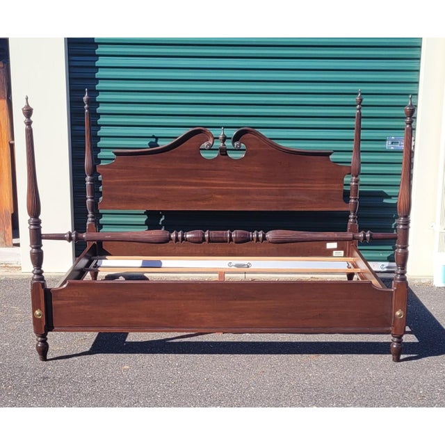 Brown Late 20th Century Ethan Allen Georgian Style Four Post King Bed For Sale - Image 8 of 14
