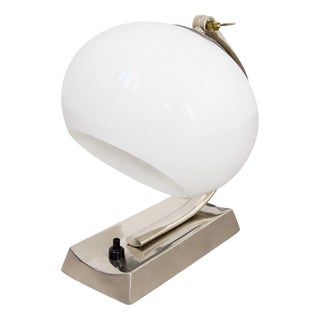 Art Deco Lamp in Nickel-Plated Brass and Glass, 1940s For Sale