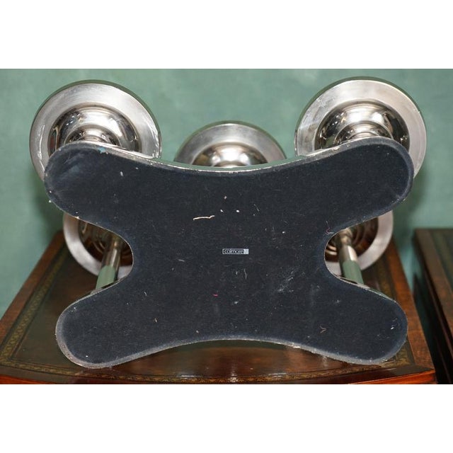 Nickel and Glass 5-Light Hurricane Candleholder Centrepiece from Colmore For Sale - Image 17 of 18