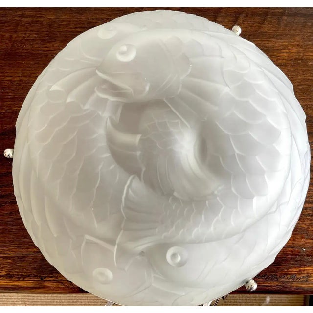 Metal Early 20th Century Art Deco Crystal 'Poisson' Chandelier, by Verlys For Sale - Image 7 of 9