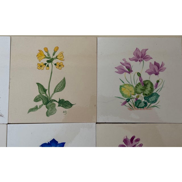 Hand-Painted Botanical Ceramic Tiles by Josef Frank, Meissen, Germany, 1960, Set of 9 For Sale - Image 9 of 15
