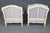 French Pair Louis XV Style Oversized Creme Painted and Upholstered Bergère Chairs For Sale - Image 3 of 9