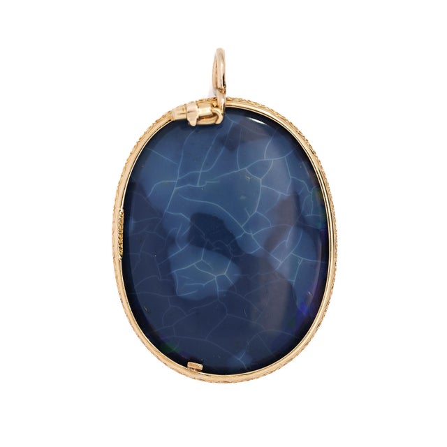 Contemporary 1950s Gia Certified 35 Carat Marcus & Co Australian Black Opal in 18k Gold Pendant For Sale - Image 3 of 8