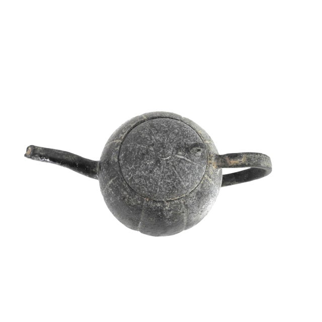 Metal 19th Century Japanese Cast Iron Pumpkin-Shaped Chagama/Tetsubin Teapot Late Edo to Early Meiji Period For Sale - Image 7 of 12