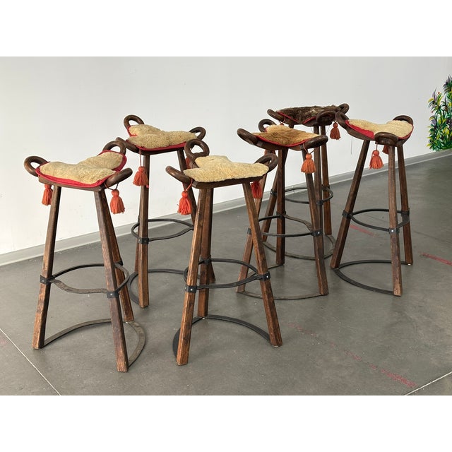 Vintage Brutalist Marbella Stools attributed to Sergio Rodrigues, 1970s, Set of 6 For Sale - Image 10 of 16