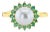 Pearl & Emerald Halo Ring 14k Yellow Gold, Size 5 For Sale